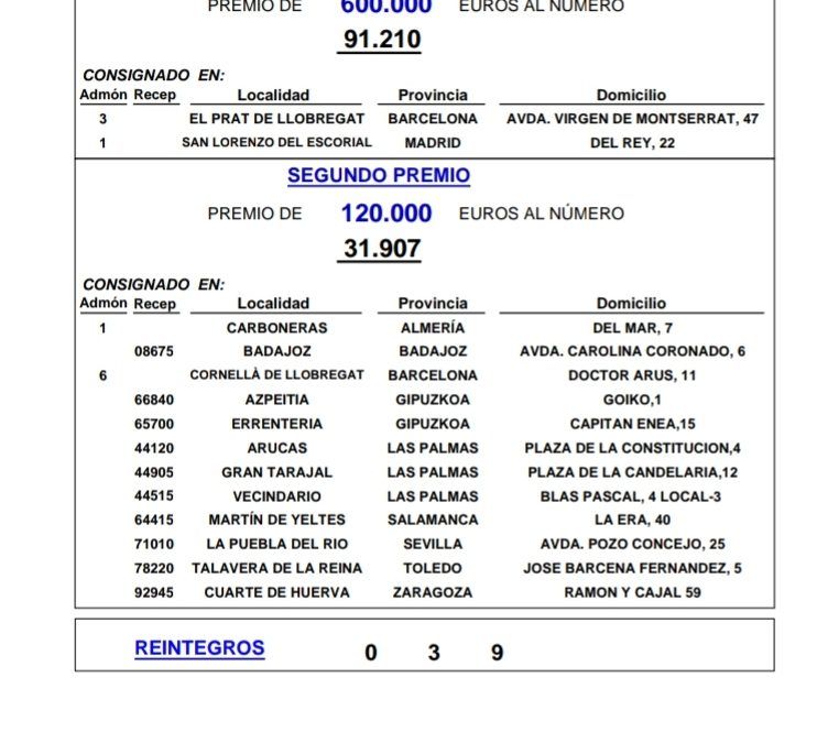 El Prat da el primer premio de la lotería nacional