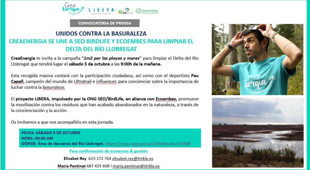 Campanya de neteja “1m2 per les platges i mars” al Delta del Río Llobregat