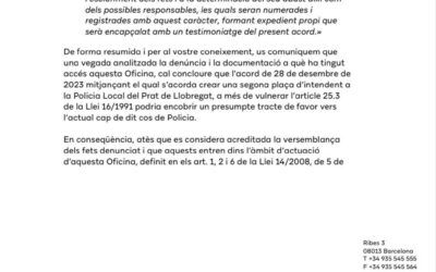 Investiguen possibles irregularitats en la creació d’una plaça d’Intendent a El Prat