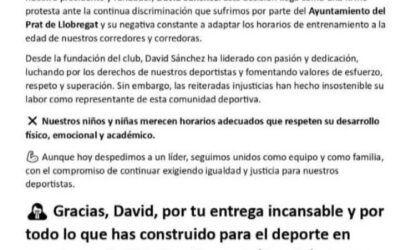 Segona dimissió per conflictes en la gestió d’horaris esportius: David Sánchez abandona el Club Patí Ciutat del Prat