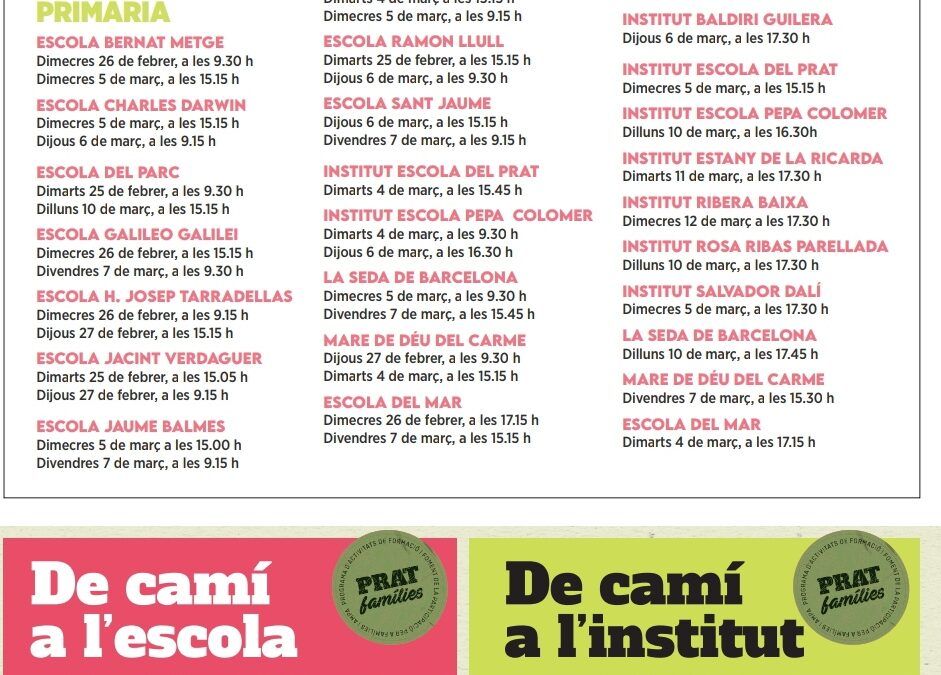 Obertes les preinscripcions i les jornades de portes obertes a les escoles i instituts del Prat