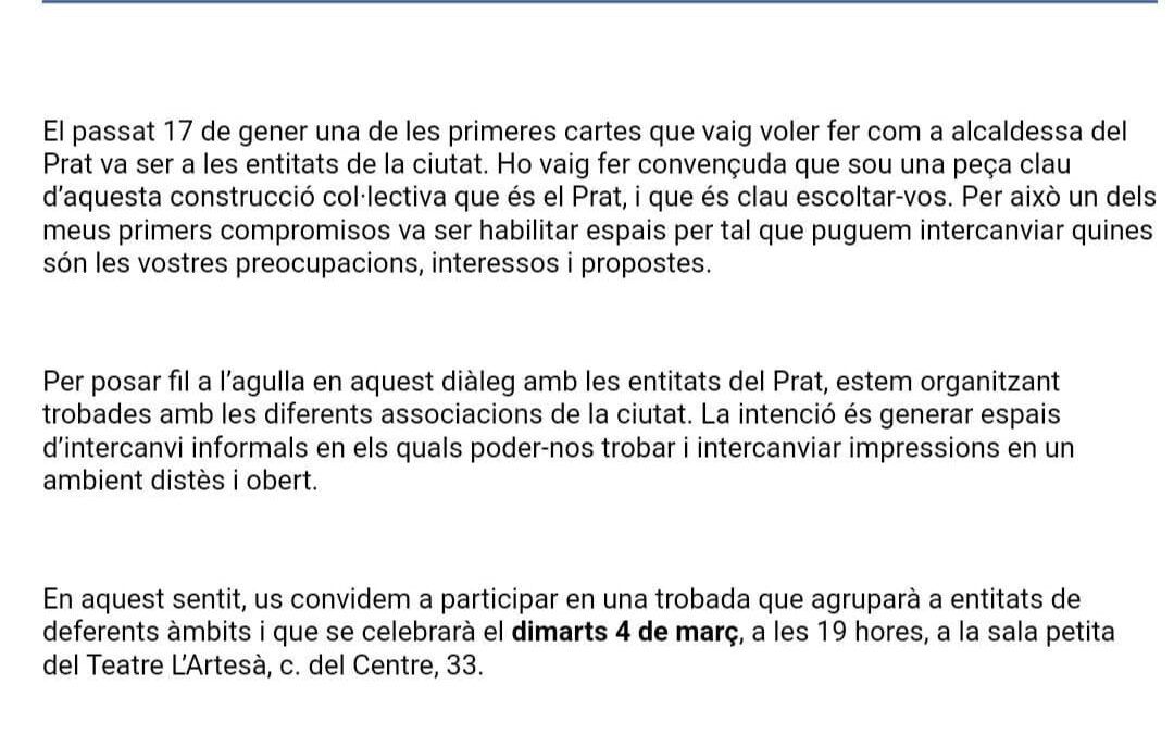 Trobada amb entitats al Prat: un espai de diàleg amb absències destacades