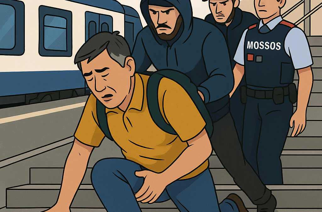 Robatori violent a l’estació del Prat acaba amb un turista ferit i dos detinguts