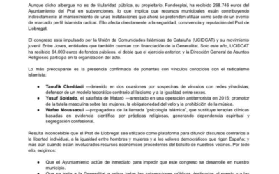 VOX expressa la seva oposició al IV Congrés de Joves Musulmans de Catalunya al Prat de Llobregat