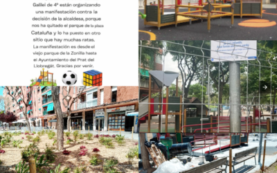 Alumnes del Galileo Galilei es mobilitzen contra el trasllat dels jocs infantils de Gallart i Monés