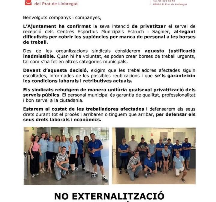 El model de gestió dels complexos esportius del Prat tensa la relació entre l’Ajuntament i els sindicats