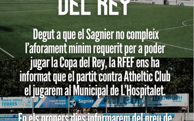 L’AE Prat es veu obligada a traslladar la seva cita històrica contra l’Athletic Club a L’Hospitalet